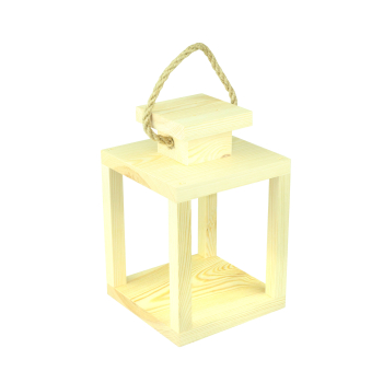 Lampion drewniany Mały LD-1-S Surowy